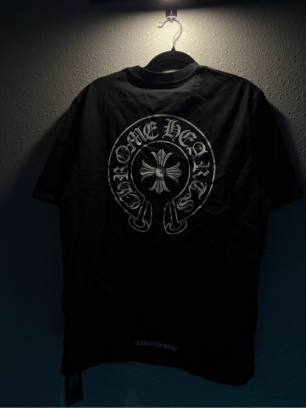 Chrome Hearts Black Tee with White Circular Cross Logo